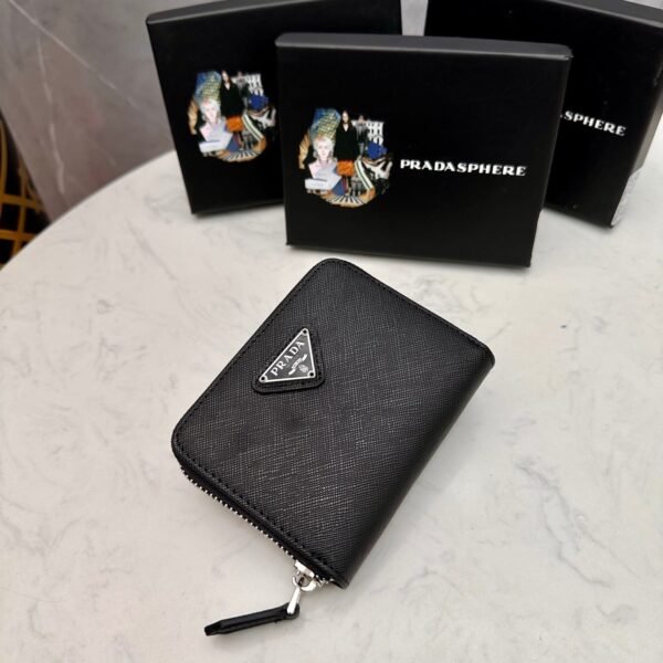 Prada Small Saffiano Leather Wallet Black And Silver 10Cm 1Ml036 Qhh F0002 - Image 5