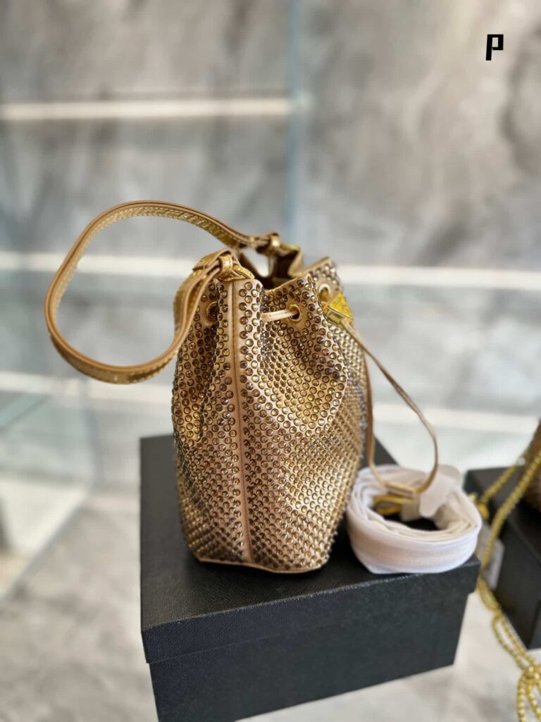 Prada Embellished Satin Pouch Platinum Color 20Cm 1Nr016 2Awl F0522 - Image 4