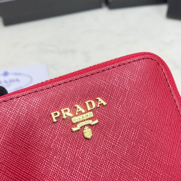 Prada Saffiano Leather Coin Purse Fiery Red Wallet 10Cm 1Mm268 Qwa F068Z - Image 6