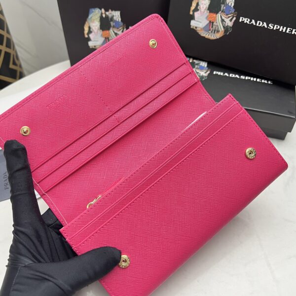 Prada Saffiano Lux Leather Flap Continental Dark Pink Wallet 19Cm - Image 10