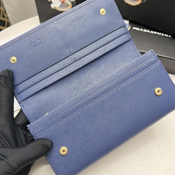 Prada Large Saffiano Triangle Wallet Navy Blue 19Cm 1Mh132 Qhh F0002 - Image 6