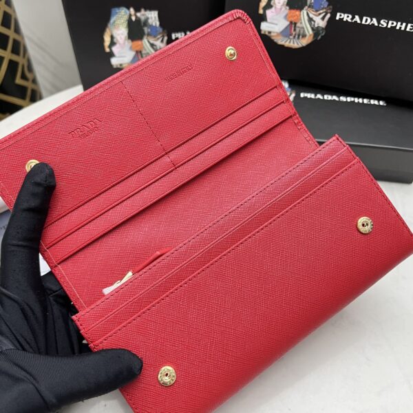 Prada Saffiano Monochrome Flap Long Wallet Full Red 19Cm 1Mh132 Zlp F061H - Image 6