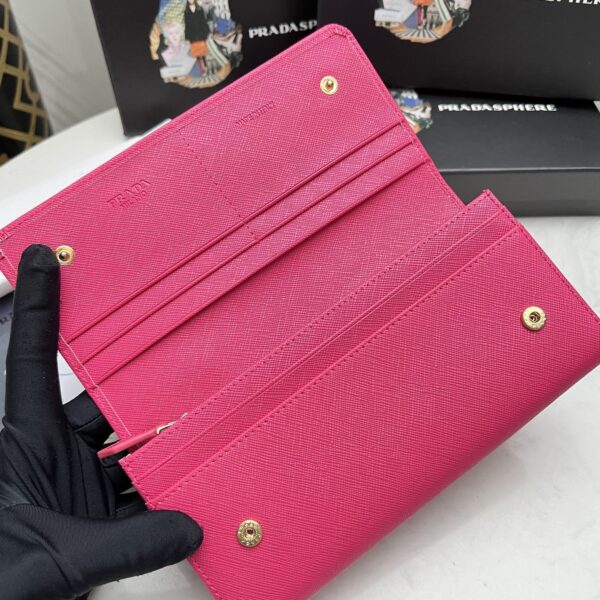 Prada Saffiano Leather Flap Long Wallet Dark Pink And Gold 19Cm 1Mh132 Zlp F061H - Image 6