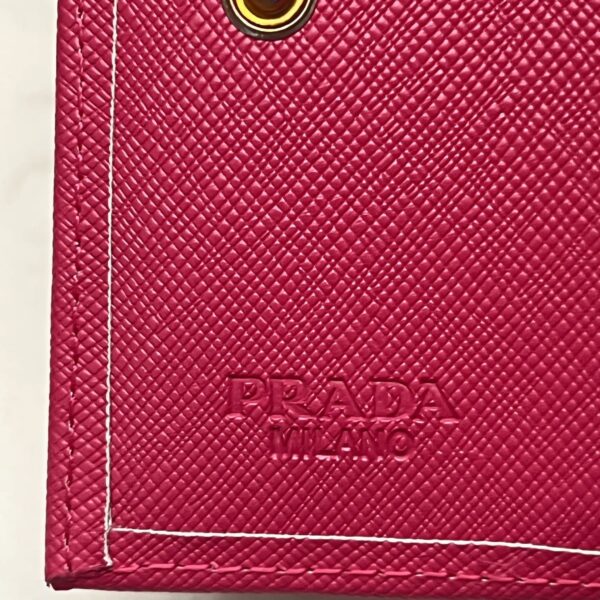 Prada Small Saffiano Lux Leather Flap Continental Triangle Dark Pink Wallet 10Cm - Image 6