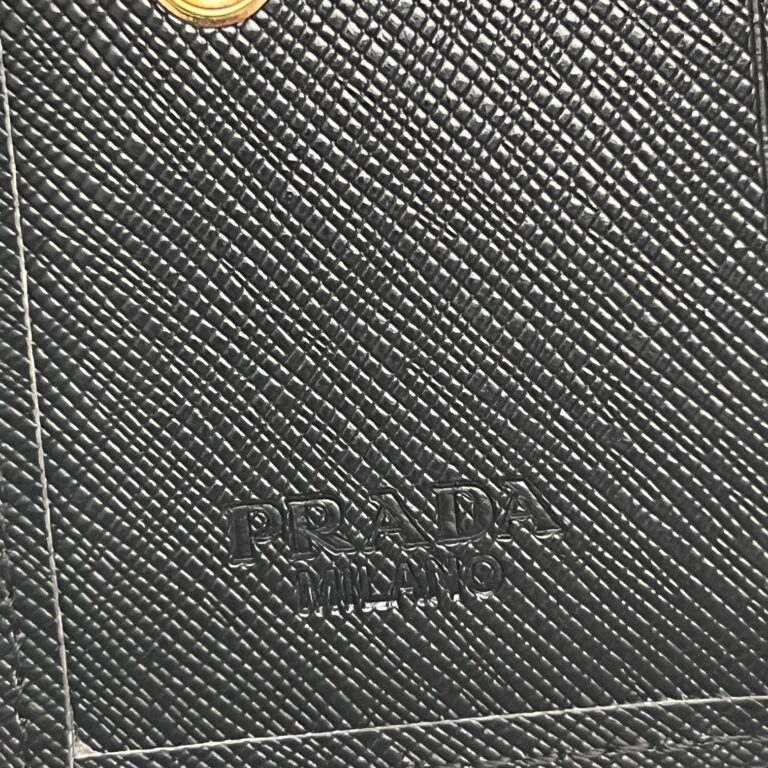 Prada Small Saffiano Lux Leather Flap Continental Triangle Black Wallet 10Cm - Image 10
