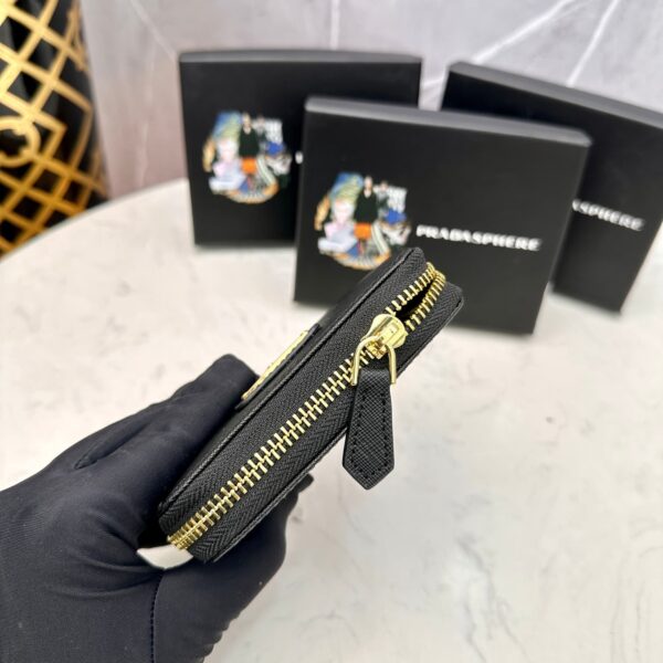 Prada Small Saffiano Leather Wallet Black And Gold 10Cm 1Ml036 Qhh F0002 - Image 7