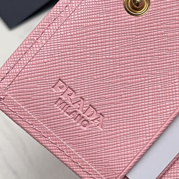 Prada Saffiano Monochrome Flap Small Wallet Full Light Pink 10Cm 1Mv204 Qwa F0002 - Image 6
