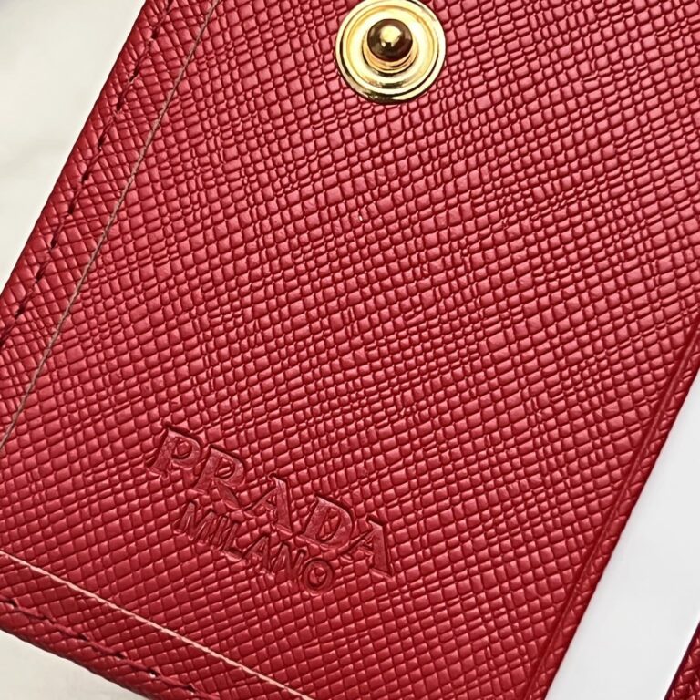 Prada Saffiano Monochrome Flap Small Wallet Full Red 10Cm 1Mv204 Qwa F0002 - Image 5