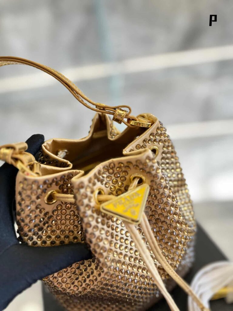 Prada Embellished Satin Pouch Platinum Color 20Cm 1Nr016 2Awl F0522 - Image 5