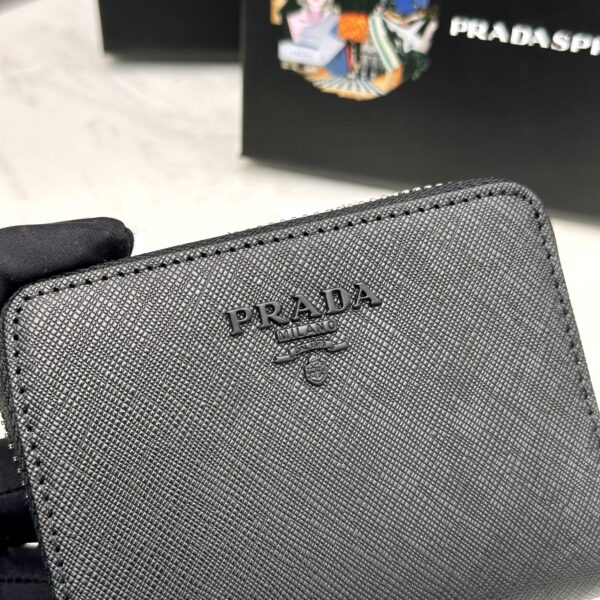 Prada Saffiano Leather Coin Purse Full Black Wallet 10Cm 1Mm268 Qwa F0016 - Image 6