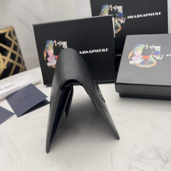 Prada Saffiano Monochrome Flap Small Wallet Full Black 10Cm 1Mv204 Qwa F0002 - Image 7