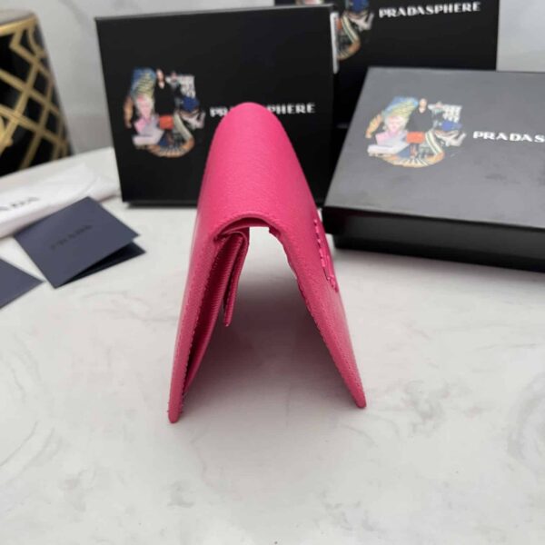 Prada Saffiano Monochrome Flap Small Wallet Full Dark Pink 10Cm 1Mv204 Qwa F0002 - Image 7