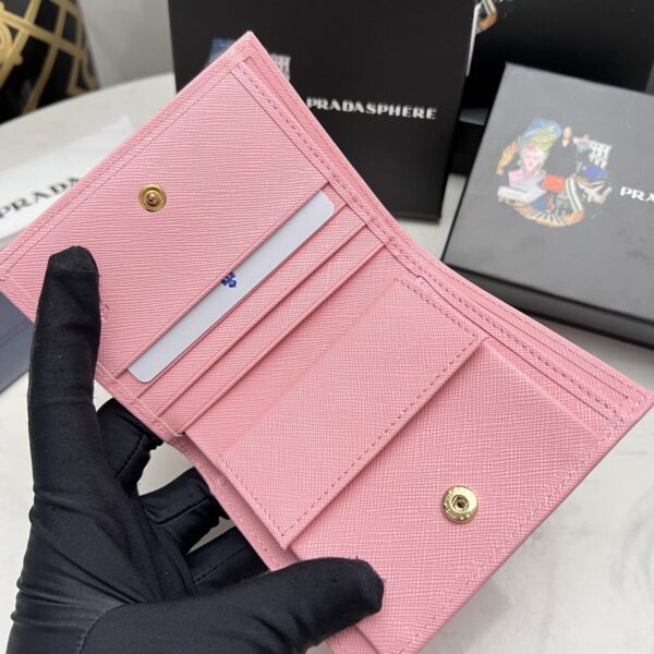 Prada Saffiano Monochrome Flap Small Wallet Full Light Pink 10Cm 1Mv204 Qwa F0002 - Image 7