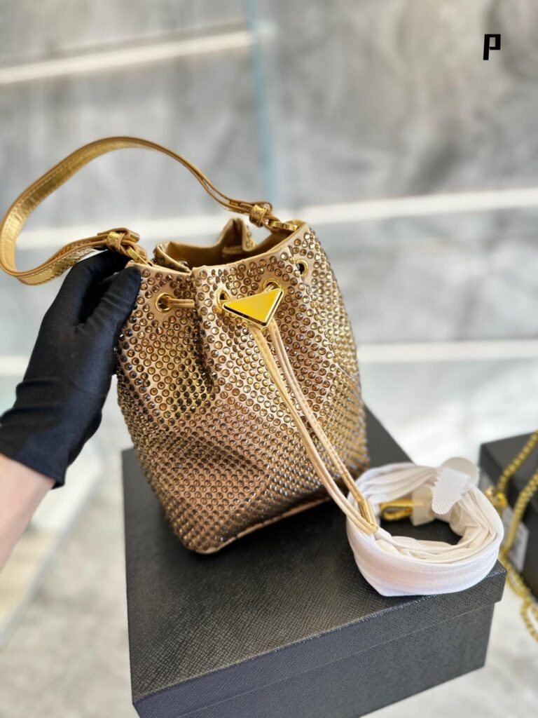 Prada Embellished Satin Pouch Platinum Color 20Cm 1Nr016 2Awl F0522 - Image 6