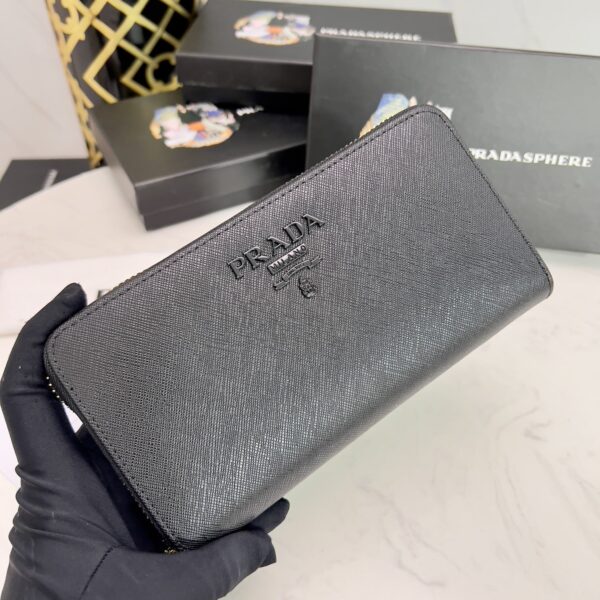 Prada Large Saffiano Leather Wallet Full Black 19Cm 1Ml506 Qwa F0505 - Image 7