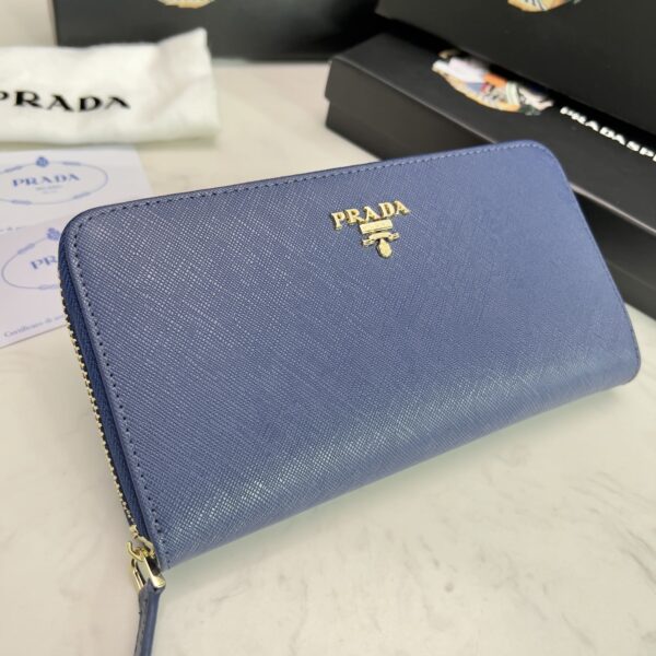 Prada Large Saffiano Leather Wallet Bluette 19Cm 1Ml506 Qwa F0016 - Image 8