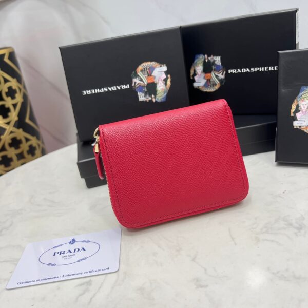 Prada Saffiano Leather Coin Purse Fiery Red Wallet 10Cm 1Mm268 Qwa F068Z - Image 8