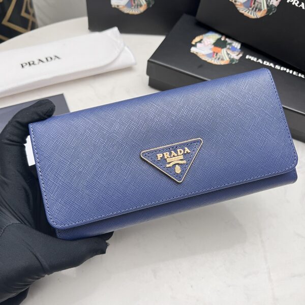 Prada Large Saffiano Triangle Wallet Navy Blue 19Cm 1Mh132 Qhh F0002 - Image 8