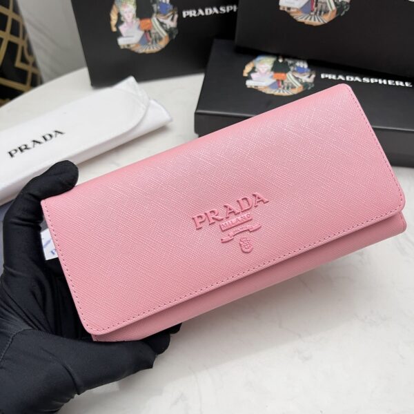 Prada Saffiano Monochrome Flap Long Wallet Full Light Pink 19Cm 1Mh132 Zlp F061H - Image 8