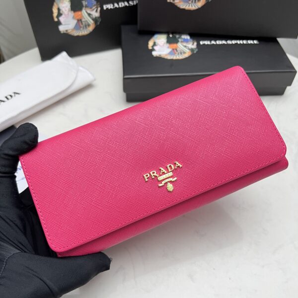 Prada Saffiano Leather Flap Long Wallet Dark Pink And Gold 19Cm 1Mh132 Zlp F061H - Image 8