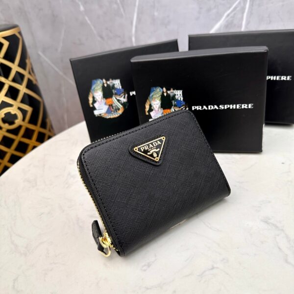 Prada Small Saffiano Leather Wallet Black And Gold 10Cm 1Ml036 Qhh F0002 - Image 9