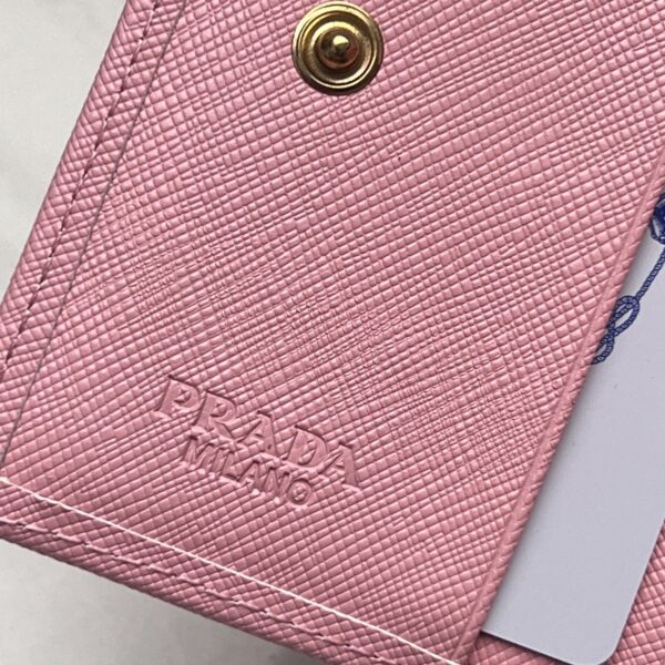 Prada Small Saffiano Lux Leather Flap Continental Triangle Light Pink Wallet 10Cm - Image 8