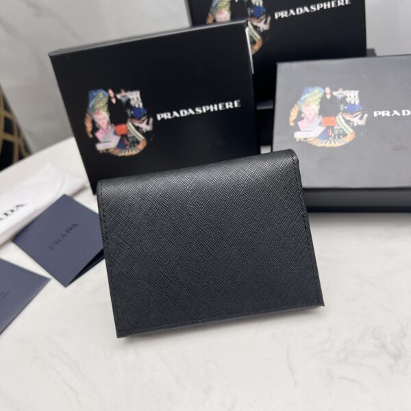 Prada Saffiano Monochrome Flap Small Wallet Full Black 10Cm 1Mv204 Qwa F0002 - Image 8