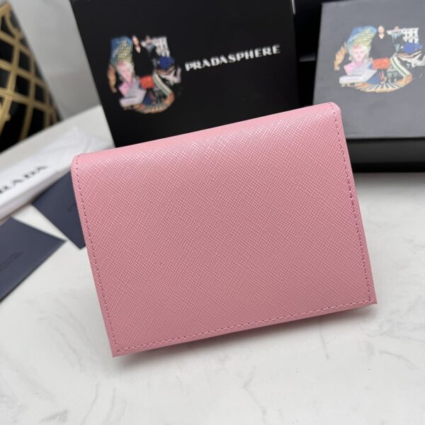 Prada Saffiano Monochrome Flap Small Wallet Full Light Pink 10Cm 1Mv204 Qwa F0002 - Image 8
