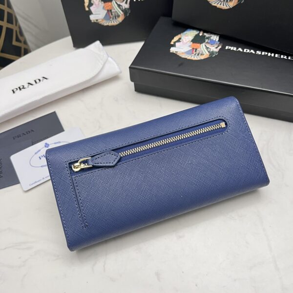 Prada Large Saffiano Triangle Wallet Navy Blue 19Cm 1Mh132 Qhh F0002 - Image 9