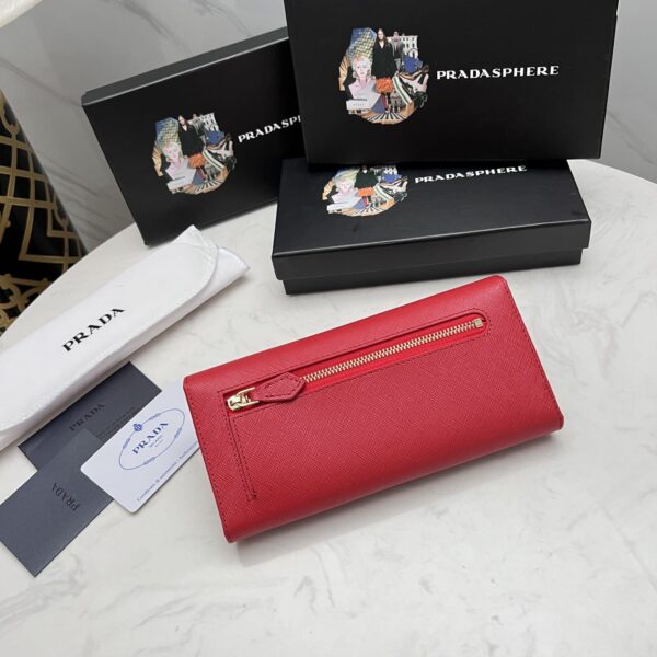 Prada Saffiano Monochrome Flap Long Wallet Full Red 19Cm 1Mh132 Zlp F061H - Image 9