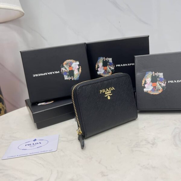 Prada Saffiano Leather Coin Purse Black Wallet 10Cm 1Mm268 Qwa F0002 - Image 9