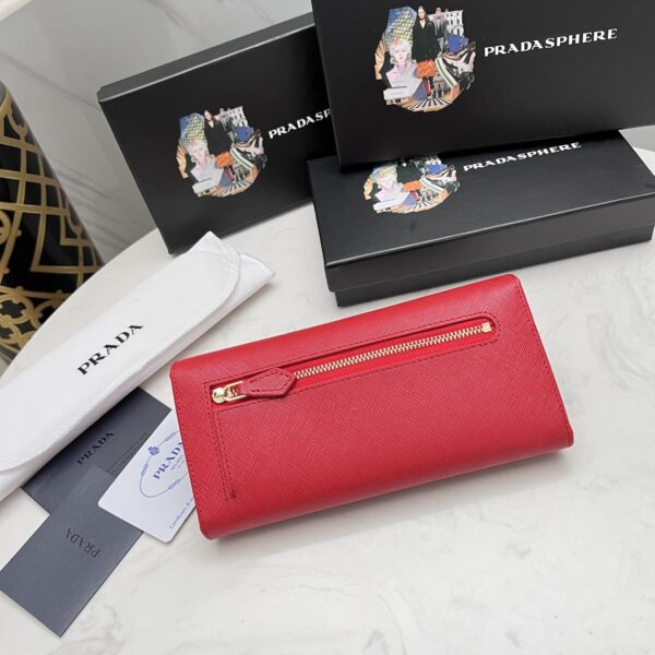 Prada Saffiano Leather Flap Long Wallet Red And Gold 19Cm 1Mh132 Zlp F0Rau - Image 9
