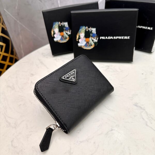 Prada Small Saffiano Leather Wallet Black And Silver 10Cm 1Ml036 Qhh F0002 - Image 9