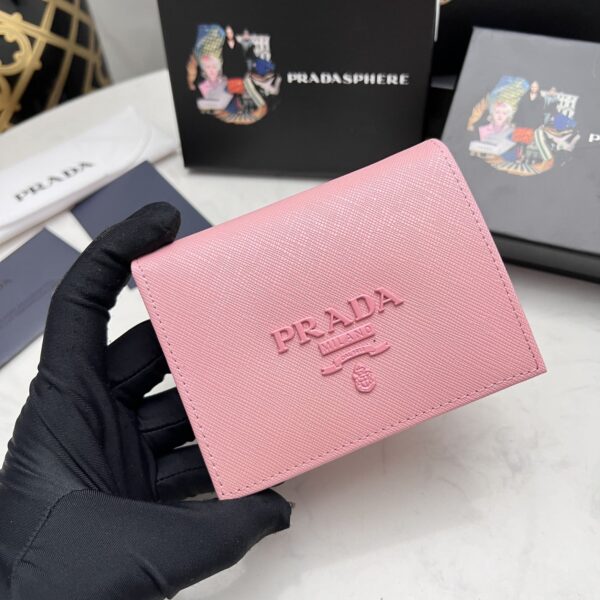 Prada Saffiano Monochrome Flap Small Wallet Full Light Pink 10Cm 1Mv204 Qwa F0002 - Image 9