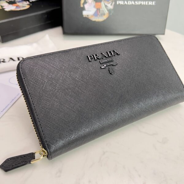 Prada Large Saffiano Leather Wallet Full Black 19Cm 1Ml506 Qwa F0505 - Image 9