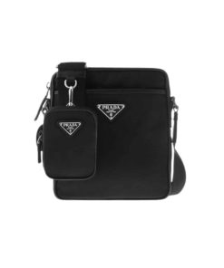 Prada Re Nylon Saffiano Logo Leather Bag Black 21Cm 23Ss 2Vh112 2Dmh F0002