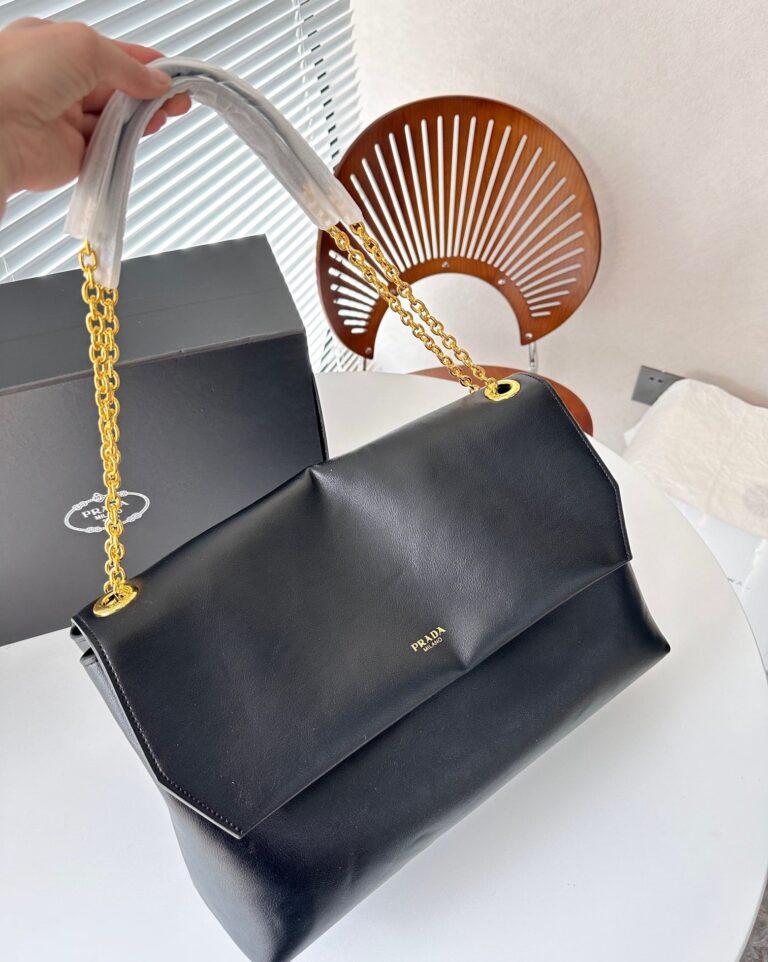 Prada Medium Leather Shoulder Bag Black 38Cm 1Bd367 2Cys F0002 V Ooo - Image 3