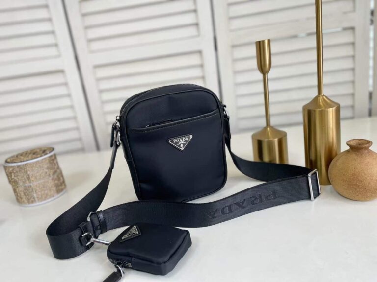 Prada Re Nylon Saffiano Logo Leather Bag Black 21Cm 23Ss 2Vh112 2Dmh F0002 - Image 3