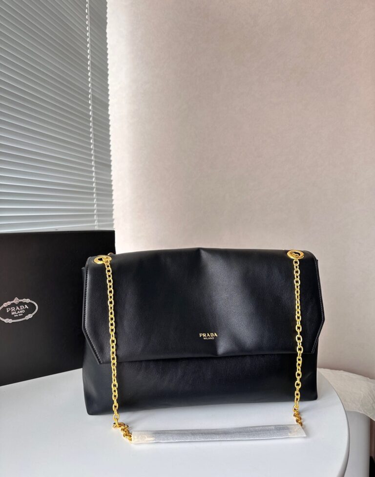 Prada Medium Leather Shoulder Bag Black 38Cm 1Bd367 2Cys F0002 V Ooo - Image 4