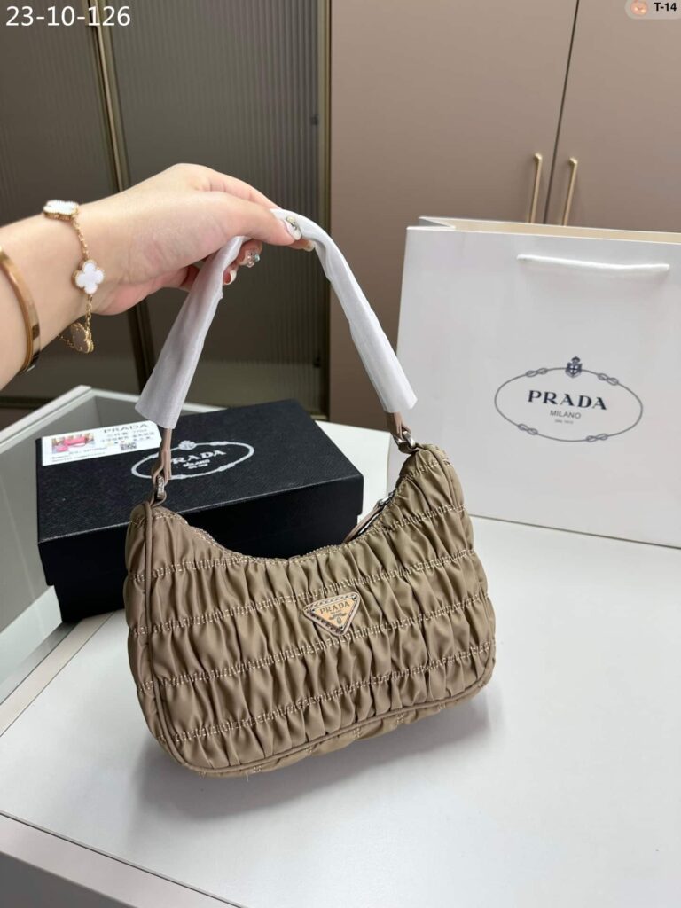 Prada Mini Bag Nylon And Saffiano Leather Khaki 21Cm - Image 2