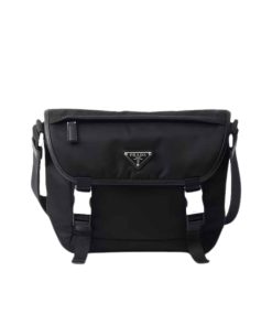 Prada Re Nylon And Saffiano Leather Shoulder Bag Black 24Cm  2Vd066 2Dmg F0002 V Oom