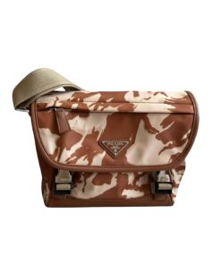 Prada Printed Re Nylon And Leather Shoulder Bag Khaki 24Cm 2Vd052 2C0Z F0241 V Oyh