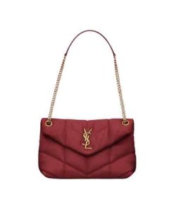 Saint Laurent Puffer Small Chain Bag In Quilted Lambskin Red 28Cm