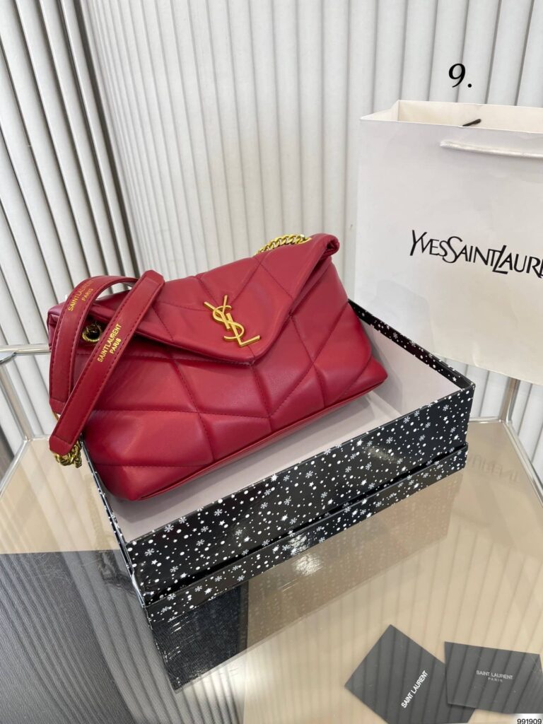 Saint Laurent Puffer Small Chain Bag In Quilted Lambskin Red 28Cm - Image 2
