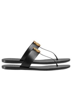 Gucci Gg-Stud Leather Thong Sandals Black