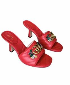 Gucci Women'S Flower Double G Slide Sandal Wine Red