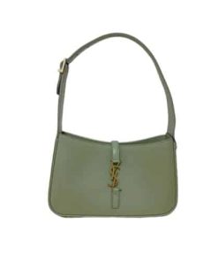 Saint Laurent Le 5 À 7 Hobo Bag In Smooth Leather Green 25Cm