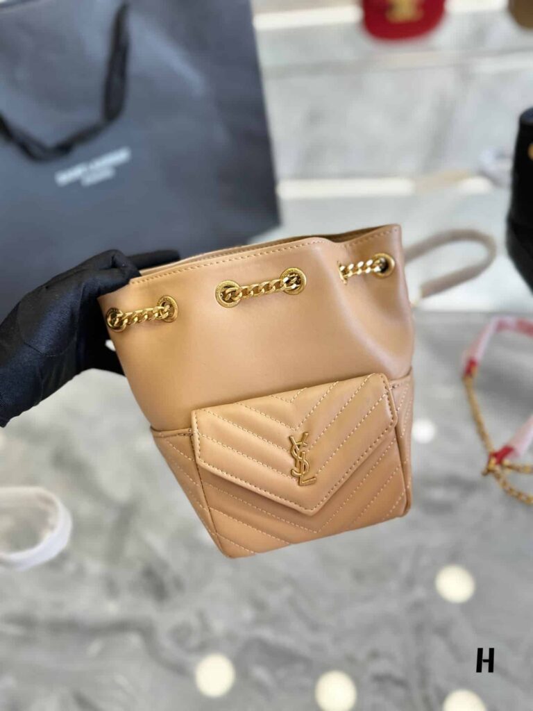 Saint Laurent Joe Mini Bucket Bag In Quilted Lambskin Dark Beige 19Cm - Image 2