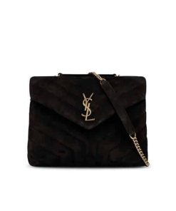 Saint Laurent Loulou Small Flap Bag Suede Black 25Cm