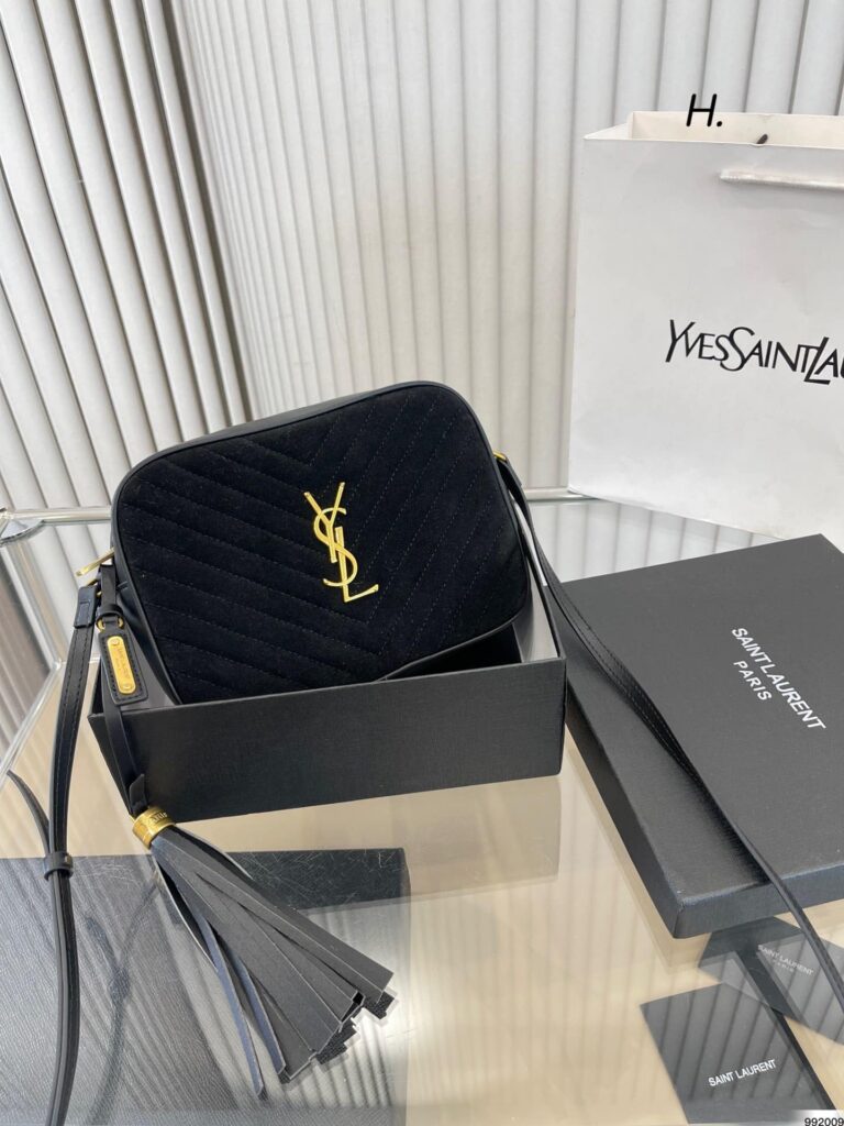 Saint Laurent Lou Camera Bag In Quilted Suede And Smooth Leather Black - Image 2